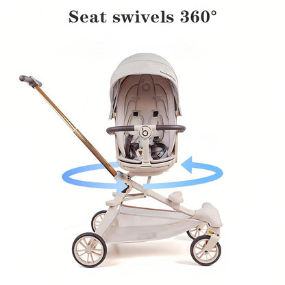 Lightweight Folding Stroller Wagon for Baby & Toddler Travel, 360° Reversible Seat, Adjustable Canopy with Storage Basket, Airplane-Friendly Compact Umbrella Stroller,Glory Black