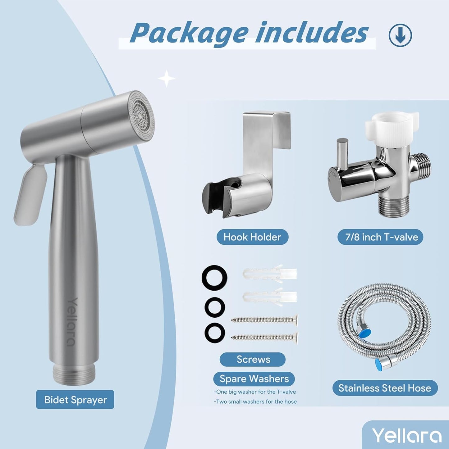 Handheld Bidet Sprayer for Toilet - Feminine Wash, Toilet Cleaning - Stainless Steel, Adjustable Water Pressure, Easy Installation