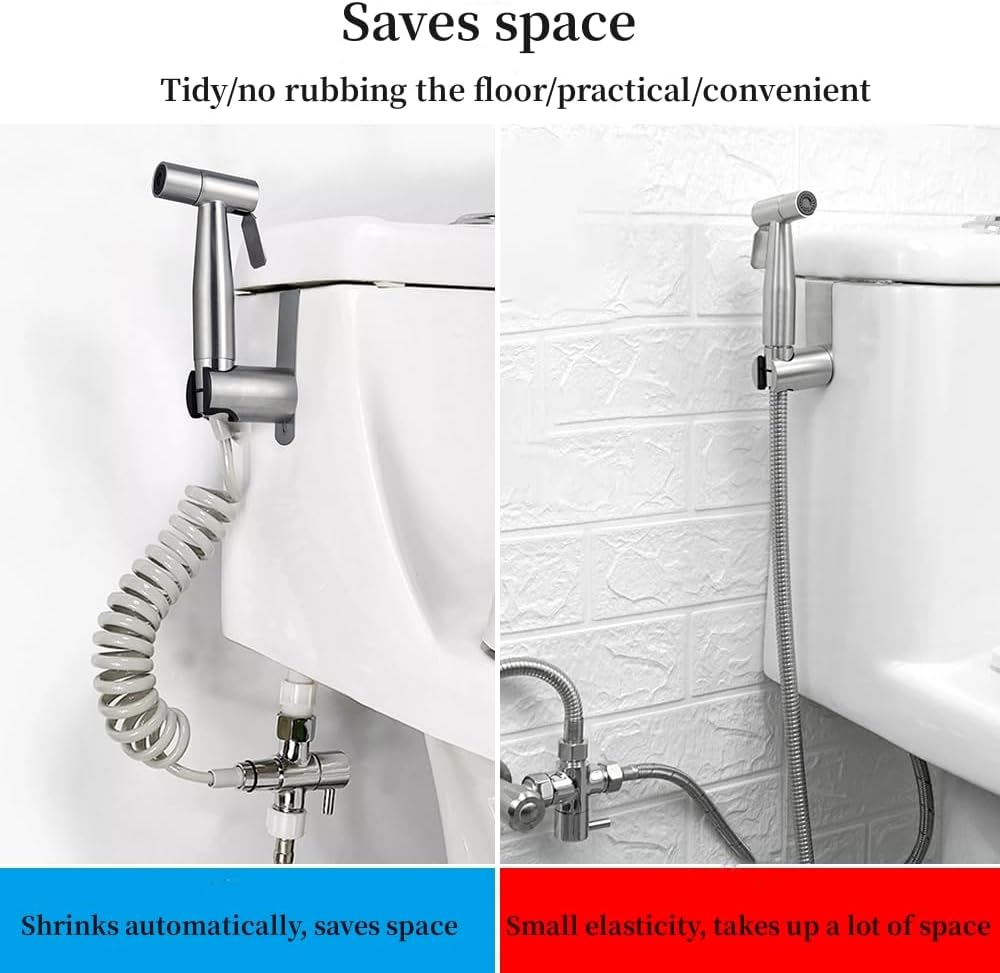 Handheld Bidet Sprayer for Toilet Kit,Stainless Steel Muslim Shower Toilet Bidet Faucets Attachment Set with T-Valve,Adjustable Water Pressure,Toilet Hose Sprayer,Cloth Diaper Spraye for Baby Wash