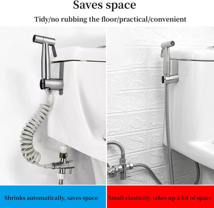 Handheld Bidet Sprayer for Toilet Kit,Stainless Steel Muslim Shower Toilet Bidet Faucets Attachment Set with T-Valve,Adjustable Water Pressure,Toilet Hose Sprayer,Cloth Diaper Spraye for Baby Wash