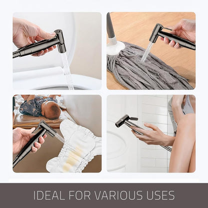 Premium Handheld Bidet Sprayer – Stainless Steel Adjustable Pressure for Feminine Hygiene, & More – Brushed Gun Metal Gray Finish, Easy Install & Leak-Proof Design