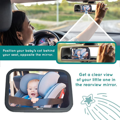 Rightcar Solutions Baby Car Mirror for Infant & Newborn | Rear Facing Car Seat Mirror | Shatterproof, Wide Crystal Clear View.