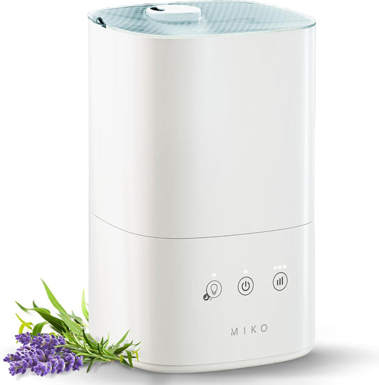 MIKO Ultrasonic Humidifiers for Bedroom Baby - Pre Filter, Wifi App controlled, Auto Mode, No Leak Design, Sleep Mode, Built-in Timer, Humidifier for Babies & Home