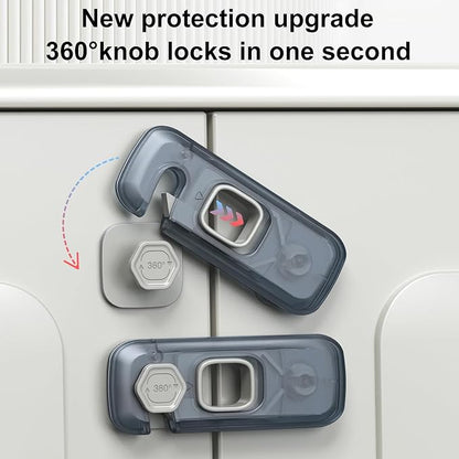 5 Pack Child Proof Refrigerator Lock, QYESWHSR Fridge Locks for Kids with Sticky Adhesive Pads, Child Safety Locks for Doors, RV Refrigerator, Oven Lock Child Safety Baby Cabinet Locks - Clear Updated