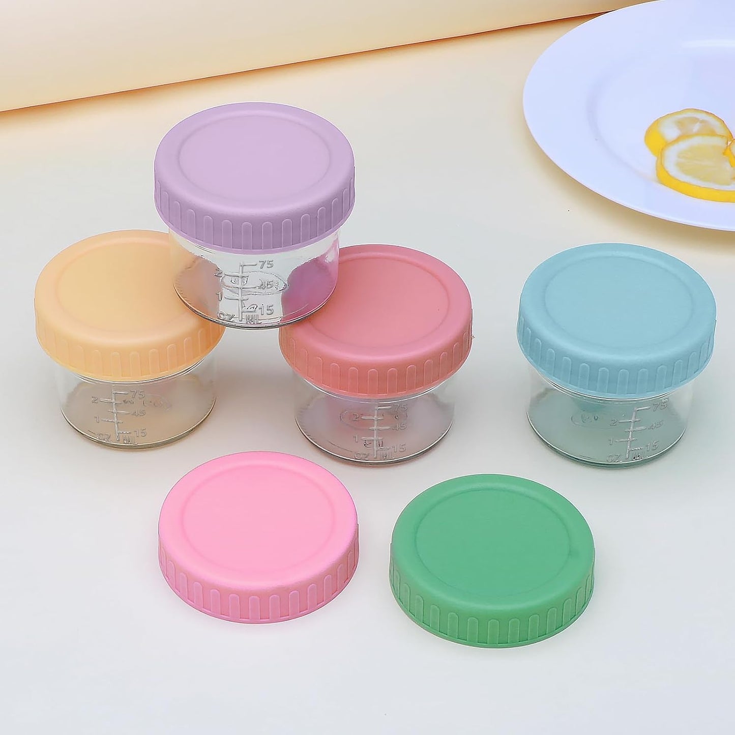 Accguan 16 Pack Glass Baby Food Storage Containers, 4 oz Baby Food Jars with Lids, Baby Food Maker for Microwave & Dishwasher Freezer Safe,BPA Free