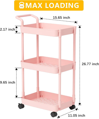 Volnamal Baby Diaper Caddy, Plastic Movable Cart for Newborn Nursery Essentials Diaper Storage Caddy Organizer for Changing Table & Crib, Easy to Assemble, Beige