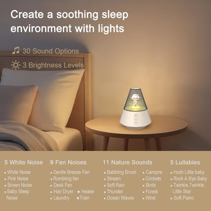 Baby & Kids Sound Machine with Night Light for Nursery, White Noise Machine for Baby Sleep, 30 Soothing Sounds, 31-Level Volume, 3 Brightness Levels, Timer, Sleep Aid for Babies, Toddlers and Kids