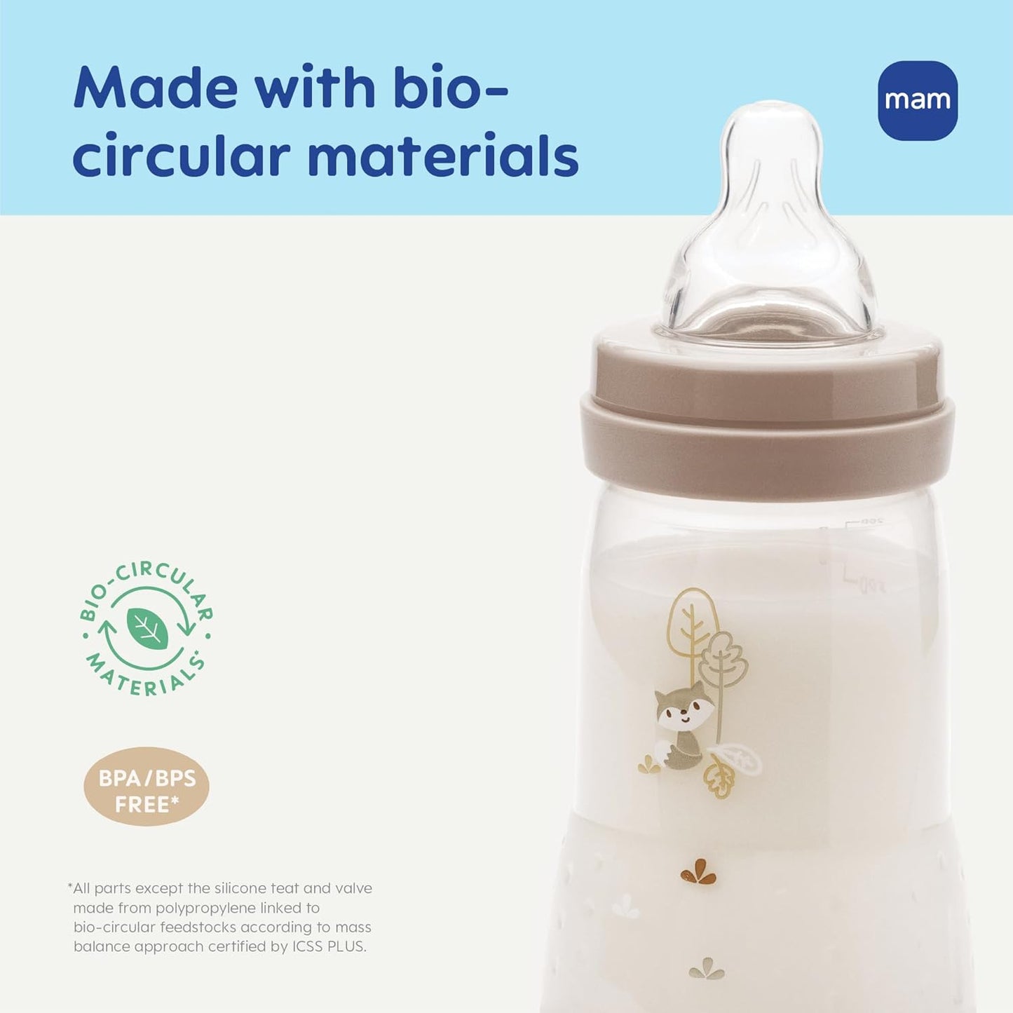 MAM 11oz Easy Start Anti-Colic+ Wide Neck Baby Bottle, Fast Flow Breastfeeding-Like Nipple, Reduces Colic Gas & Reflux, Easy to Clean, BPA Free, 4+ Months, Made in Europe, 2 Pack, Boy