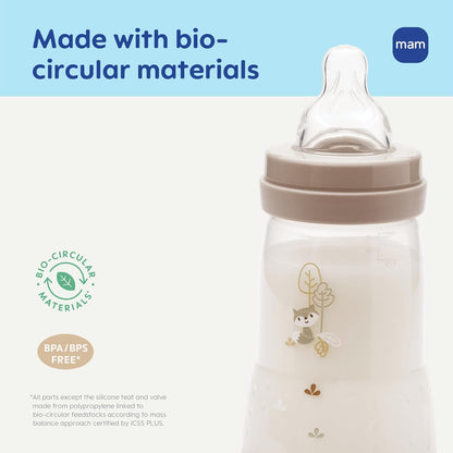 MAM 11oz Easy Start Anti-Colic+ Wide Neck Baby Bottle, Fast Flow Breastfeeding-Like Nipple, Reduces Colic Gas & Reflux, Easy to Clean, BPA Free, 4+ Months, Made in Europe, 2 Pack, Boy
