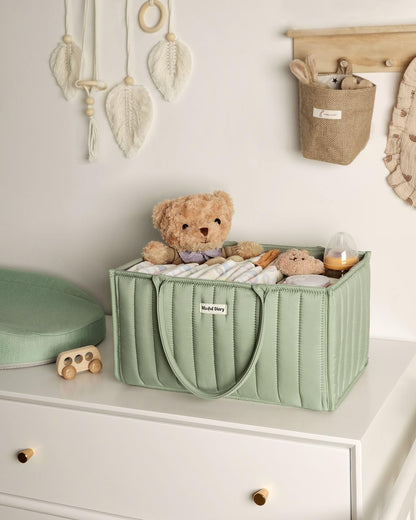 Blissful Diary Baby Diaper Caddy Organizer, Stylish Storage Basket for Newborn Essentials and Diaper Station, Gift for Baby Shower and Registry Must-Have, Mocha Brown