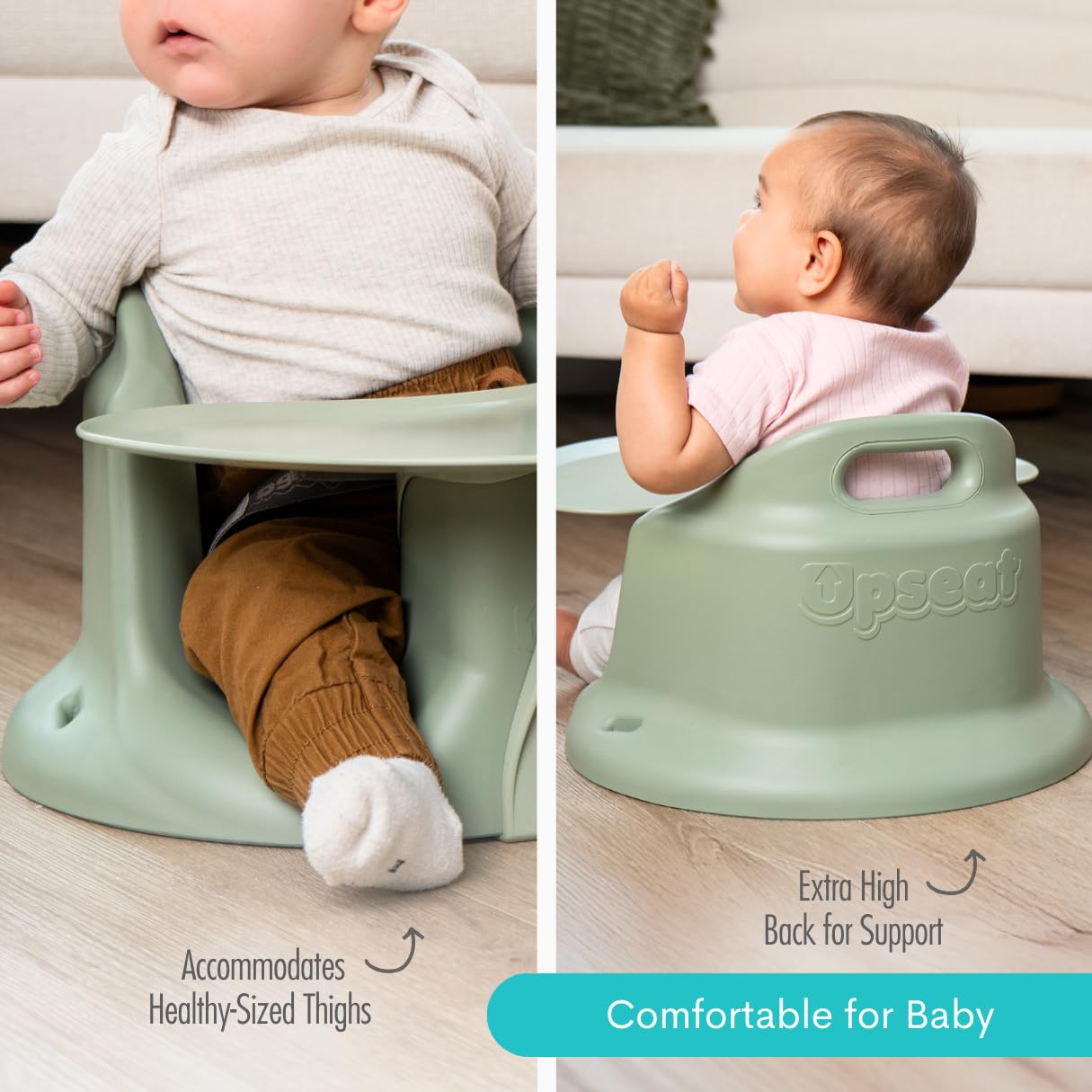 Upseat – The Original Ergonomic Baby Floor & Booster Seat with Tray, Developed with Physical Therapists for Upright Posture & Healthy Hip Development, 4–24 Months, Dishwasher-Safe Extra-Large Tray
