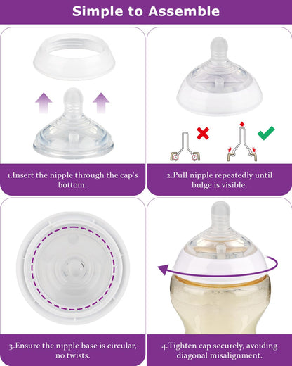 6Pack Silicone Nipples (L) for Tommee Tippee Natural Start Anti-Colic Bottles &Advanced Anti-Colic Bottles,Closer to Nature Bottle,Fast Flow,Size 3 Nipple,6m+