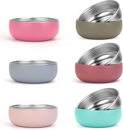 ShineMe Stainless Steel Bowls, 6 pack Snack Containers with Removable Colorful Silicone Sleeves, Unbreakable Kids Bowls for Icecream, Soup, Cereal, Yogurt...