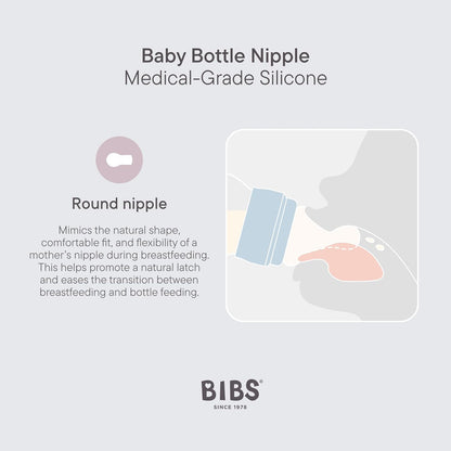 BIBS Glass Baby Bottles 2-Pack, 4 Oz. Anti-Colic System for Gas Reduction. Vented Round Silicone Nipple. Supports Infant and Newborn Breastfeeding - 120 ml (Pack of 2), Sage