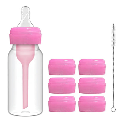 6pcs Replacement Baby Bottle Nipple Ring Collars w/Cleaning Brush for Dr. Brown's Narrow Bottles 4oz & 8oz | 1 Count(Pack of 6) BPA Free | Plastic & Glass Bottles | Mess-Free No Leak or Spills Collars