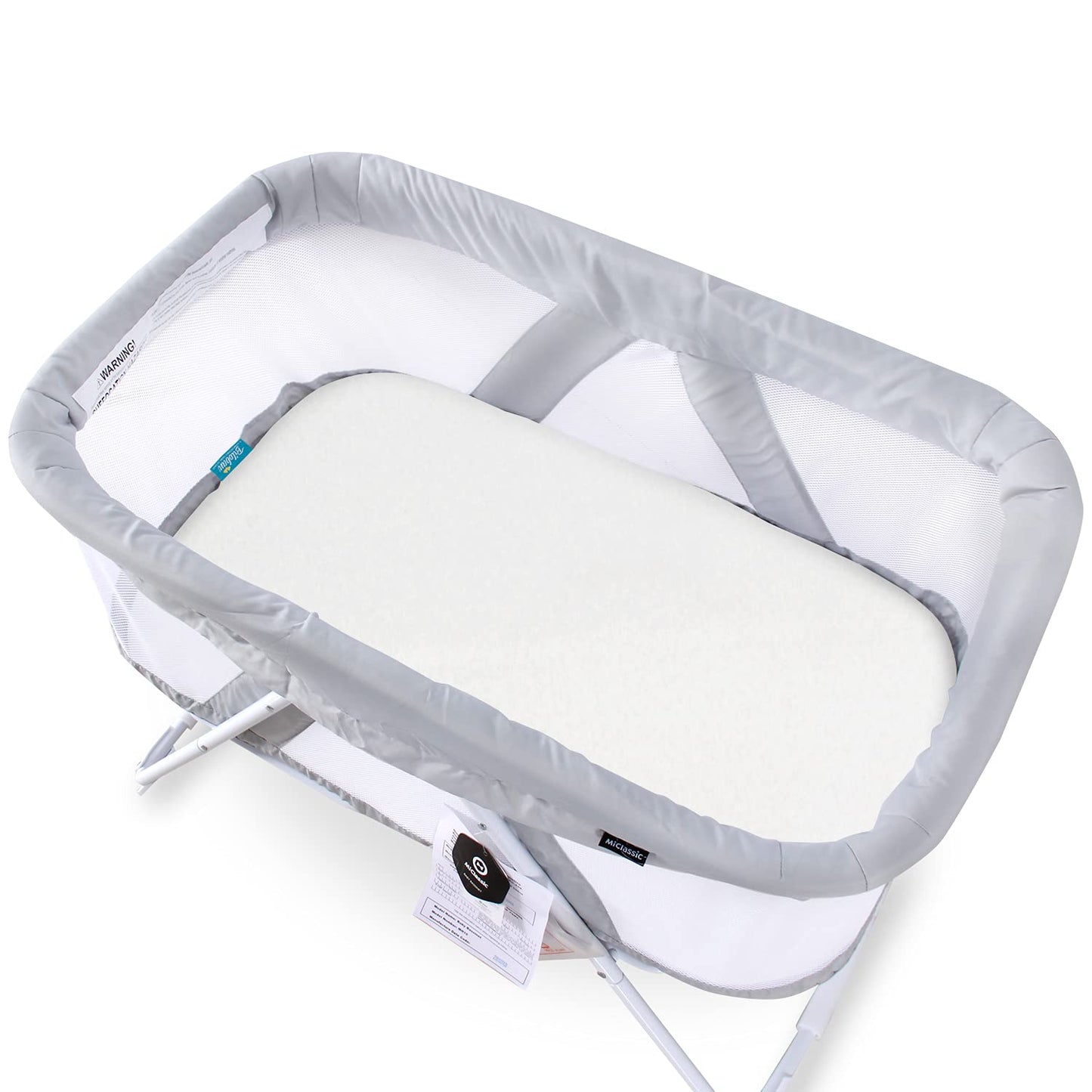 Bassinet Sheets Fit for Simmons Kids By The Bed City Sleeper Bassinet(Twins), Moses Basket and Hospital Bassinet, 100% Cotton, 2 Pack, Gray and White Print - Colors B