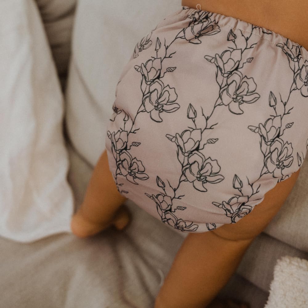 Nora's Nursery Cloth Diapers 7 Pack with 7 Inserts & 1 Wet Bag - Waterproof Cover, Washable, Reusable & One Size Adjustable Pocket Diapers for Newborns and Toddlers - Cali Coastal