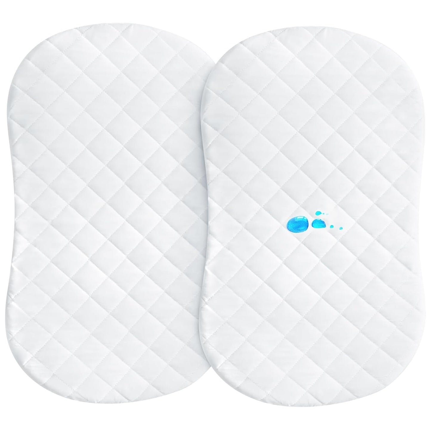 Bassinet Mattress Pad Cover Fit for Baby Delight/Mika Micky/Dream On Me Lotus/ANGELBLISS/KoolerThings (3 in 1) Bedside Sleeper, Waterproof Bassinet Mattress Protector Quilted Bassinet Sheets 2 Pack