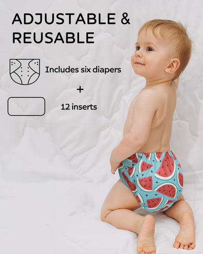 ALVABABY 12pcs Microfiber Inserts,Soft Cloth Diaper Liner,3-Layer Absorbent Inserts,Reusable for Baby Cloth Diapers 12T