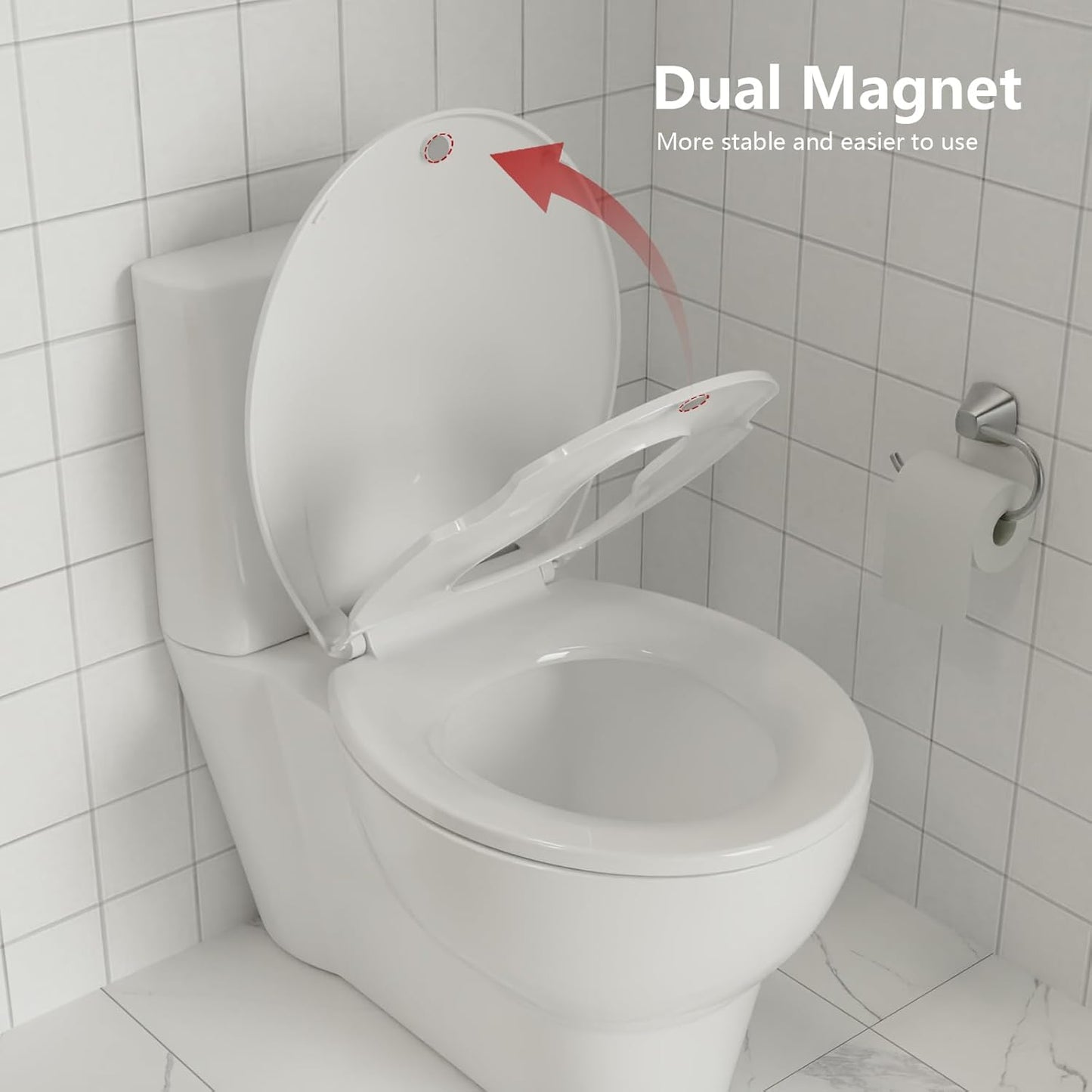 Toilet Seat Round,Toilet Seat with Toddler Seat Built in, Potty Training Toilet Seat Round Fits Both Adult and Child, with Soft Close,Easy Install and Clean - White, Round