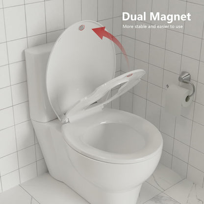 Toilet Seat Round,Toilet Seat with Toddler Seat Built in, Potty Training Toilet Seat Round Fits Both Adult and Child, with Soft Close,Easy Install and Clean - White, Round