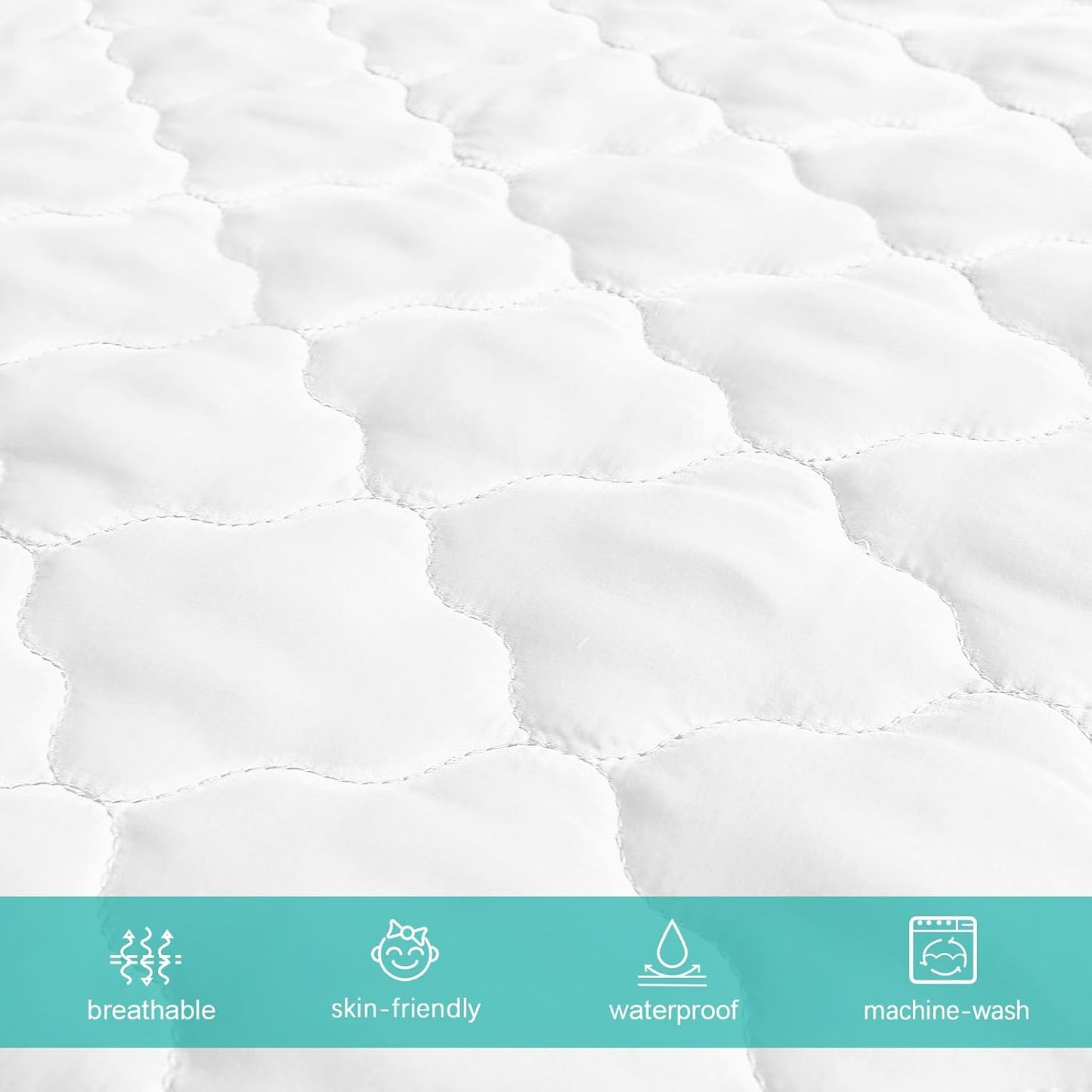 Pack and Play Sheets Mattress Pad Protector Fitted Waterproof Playard Mattress Cover, Compatible with Graco Pack n Play & Dream On Me & Pamo Babe, Playpen/Playard Sheet Quilted, Gray, 39" x 27"