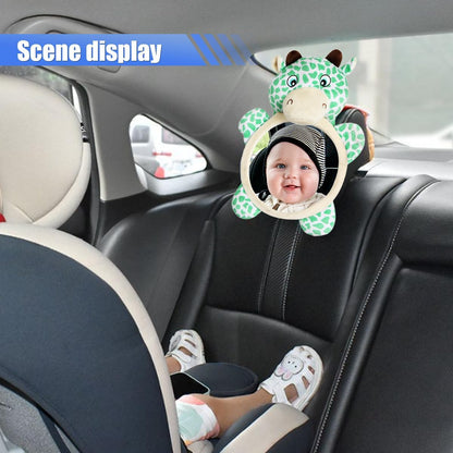 Rear Facing Baby Car Mirror, Plush Cute Wide View Vehicle Backseat Viewer, Shake-proof Baby in Sight Carseat Mirrors, Cartoon Animal Shatterproof Safety Observation Rearview Mirror (Deer)