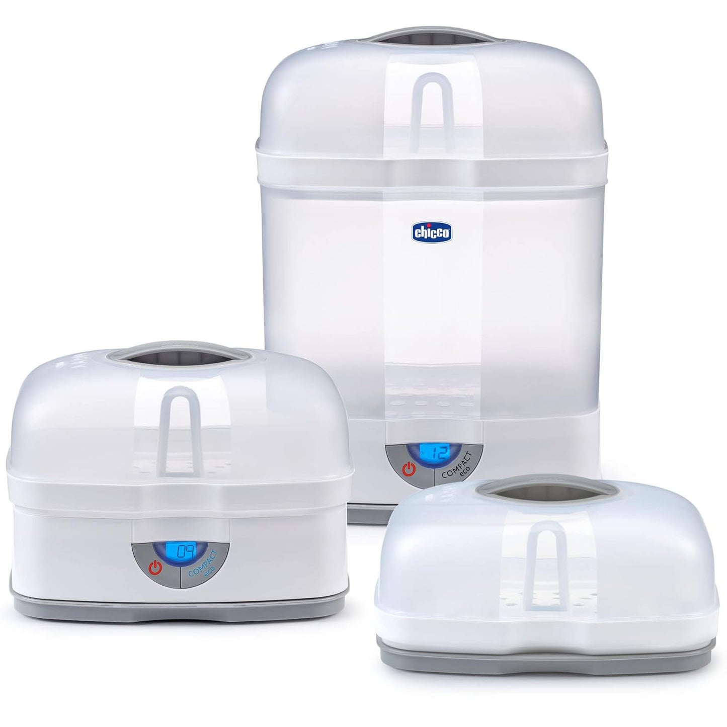 Chicco 3-in-1 Modular Electric Steam Sterilizer for Baby Bottles, Feeding Accessories, and More | Eliminates 99.9% of Germs | 3 Configurations | Automatic Shut-Off and Quiet Operation