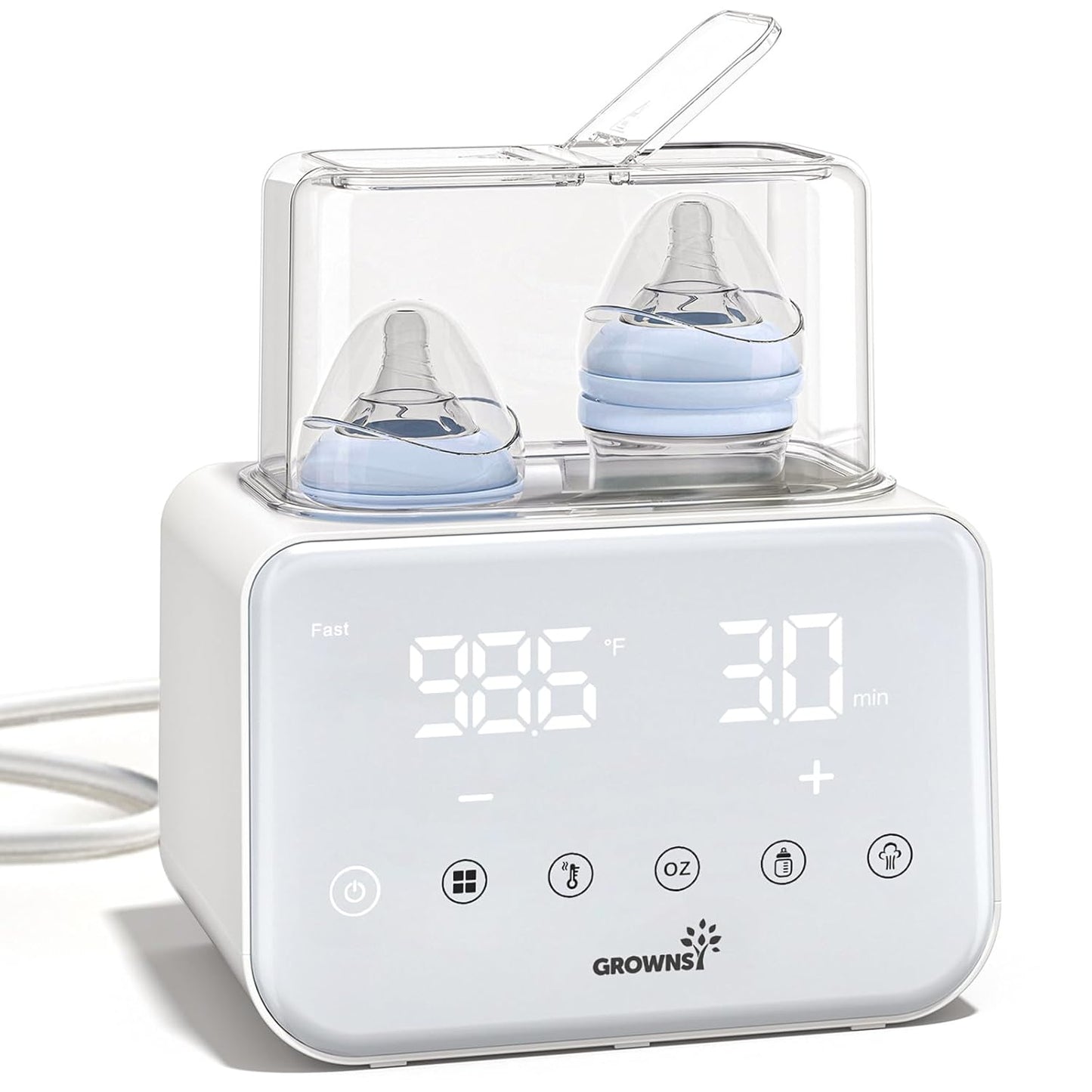 GROWSNY Fast Baby Bottle Warmer, 12-in-1 Milk Warmer with Steam and Water Bath Warming Modes for Breastmilk &Formula, Food Heating,with Thaw, Steri-lize, Egg Boil Function, Fits Most Types of Bottles