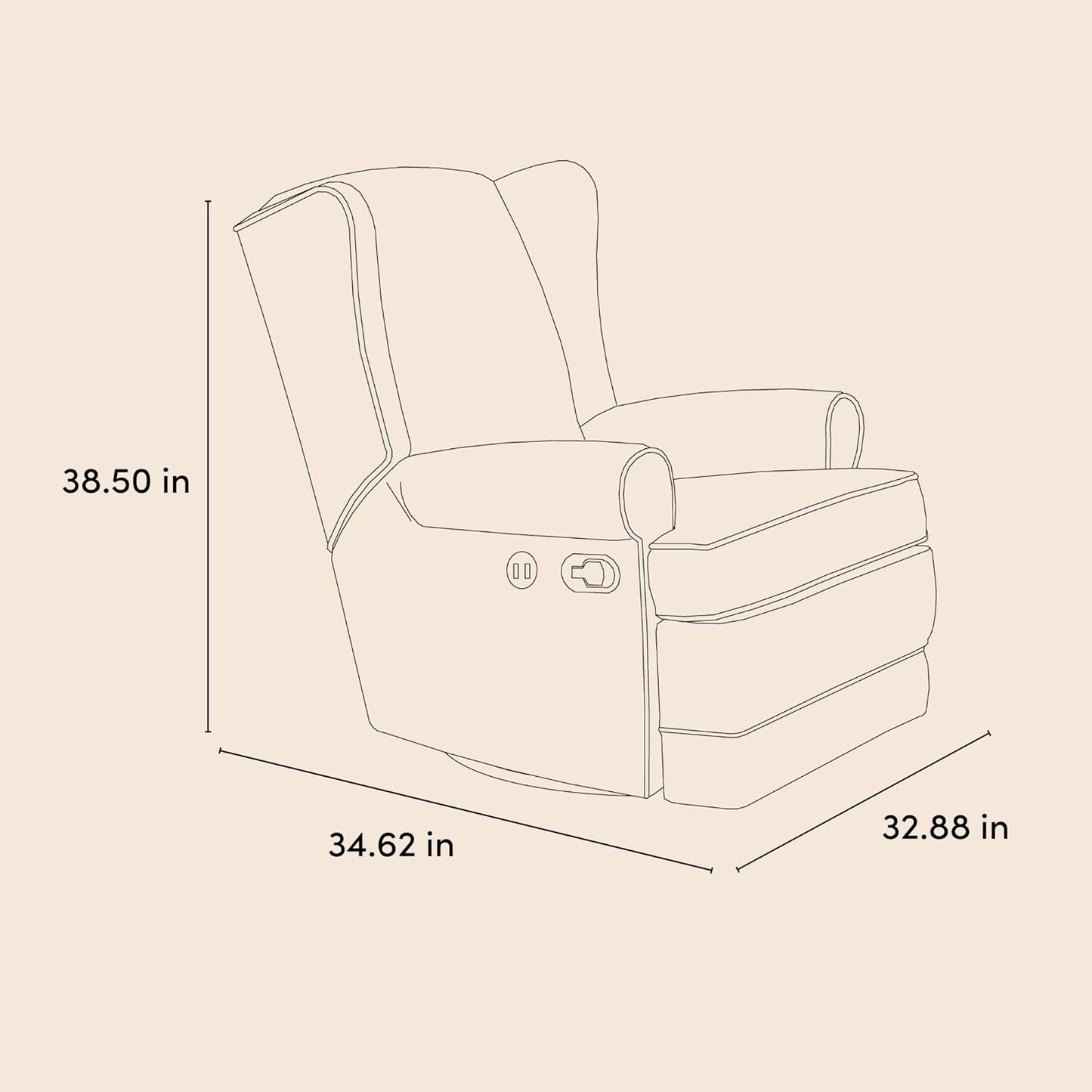 Storkcraft Serenity Glider Recliner Nursery Rocking Chair with USB Charging Port (Ivory) – Premium Upholstered Nursery Glider Recliner with Manual Recline Function, Dual USB Charging