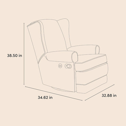 Storkcraft Serenity Glider Recliner Nursery Rocking Chair with USB Charging Port (Ivory) – Premium Upholstered Nursery Glider Recliner with Manual Recline Function, Dual USB Charging