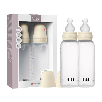 BIBS Baby Bottle 5 oz / 150 ml Silicone Nipple 2 Pack - Anti-Colic, BPA-Free, Round Nipple, Slow Flow, Lightweight & Easy to Clean, Suitable for Newborns 0+ Years - Ivory