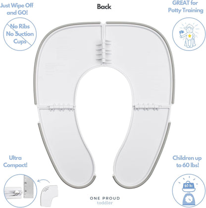 One Proud Toddler Premium Travel Potty Seat – Compact, Non-Slip, Made in USA Seat, No-Pinch Locking Hinges, Easy to Clean, Includes Machine-Washable Carry Bag
