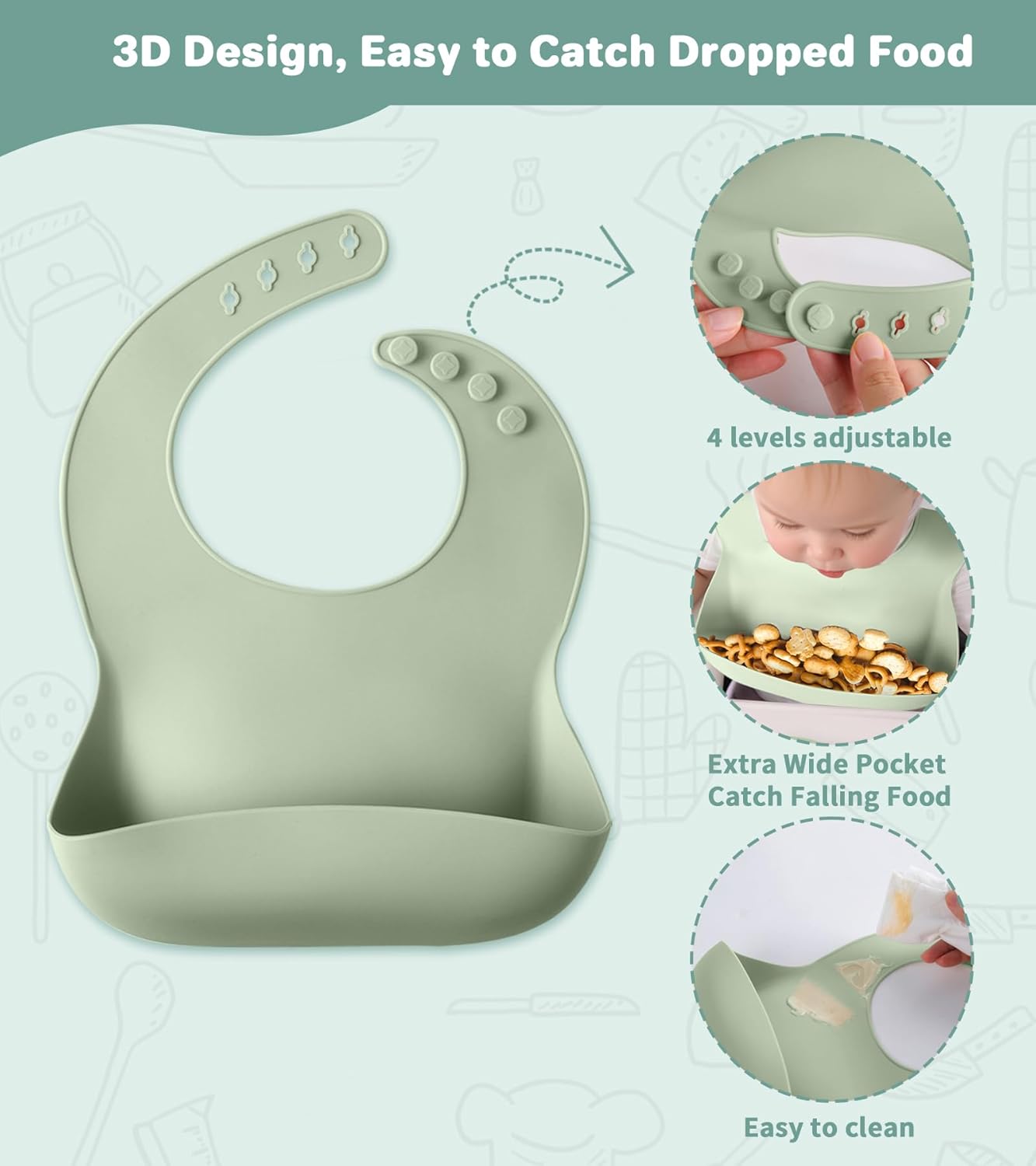 Silicone Baby Feeding Set, 10 Pcs Baby Led Weaning Supplies Baby Eating Essentials Set with Suction Bowl Divided Plate Adjustable Bib Soft Spoon Fork Cup with Lid Drinking Cup, Travel Bag (Blue)