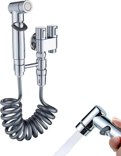 Handheld Bidet Sprayer for Toilet, Handheld Sprayer Kit, Baby Cloth Diaper Sprayer Set for Feminine Wash- Easy to Install - Stainless Steel (Silver)