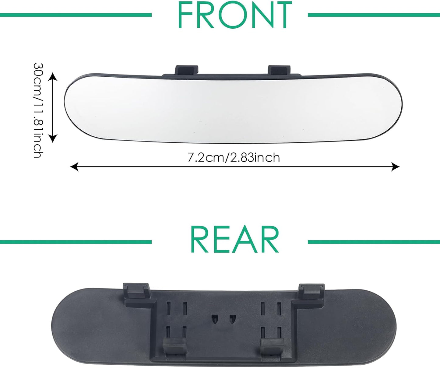 15" Rear View Mirror with Baby Mirror,Car Panoramic Rearview Mirrors Extender,Clip on Large Wide Angle Rear View Mirror for Truck Car and SUV (White)