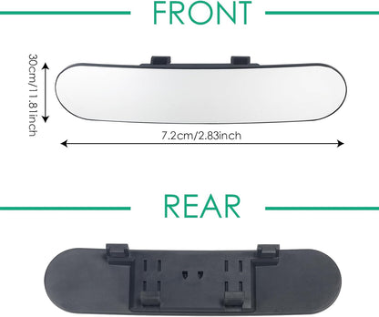 15" Rear View Mirror with Baby Mirror,Car Panoramic Rearview Mirrors Extender,Clip on Large Wide Angle Rear View Mirror for Truck Car and SUV (White)