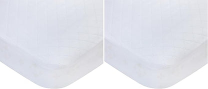 Carters Waterproof Fitted Crib Mattress Pad and Toddler Crib Mattress Protector - Baby Crib Mattress Cover - Protective Sheet for Boys and Girls Bedding Sets White (Pack of 2)