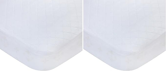 Carters Waterproof Fitted Crib Mattress Pad and Toddler Crib Mattress Protector - Baby Crib Mattress Cover - Protective Sheet for Boys and Girls Bedding Sets White (Pack of 2)