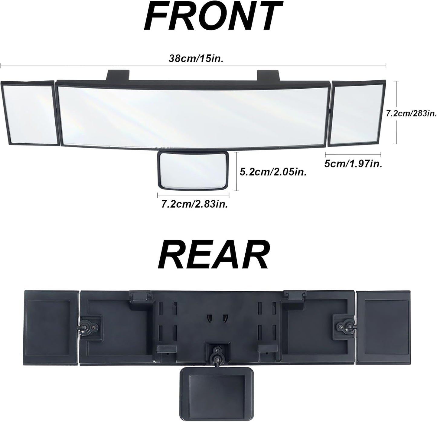15" Rear View Mirror with Baby Mirror,Car Panoramic Rearview Mirrors Extender,Clip on Large Wide Angle Rear View Mirror for Truck Car and SUV (White)