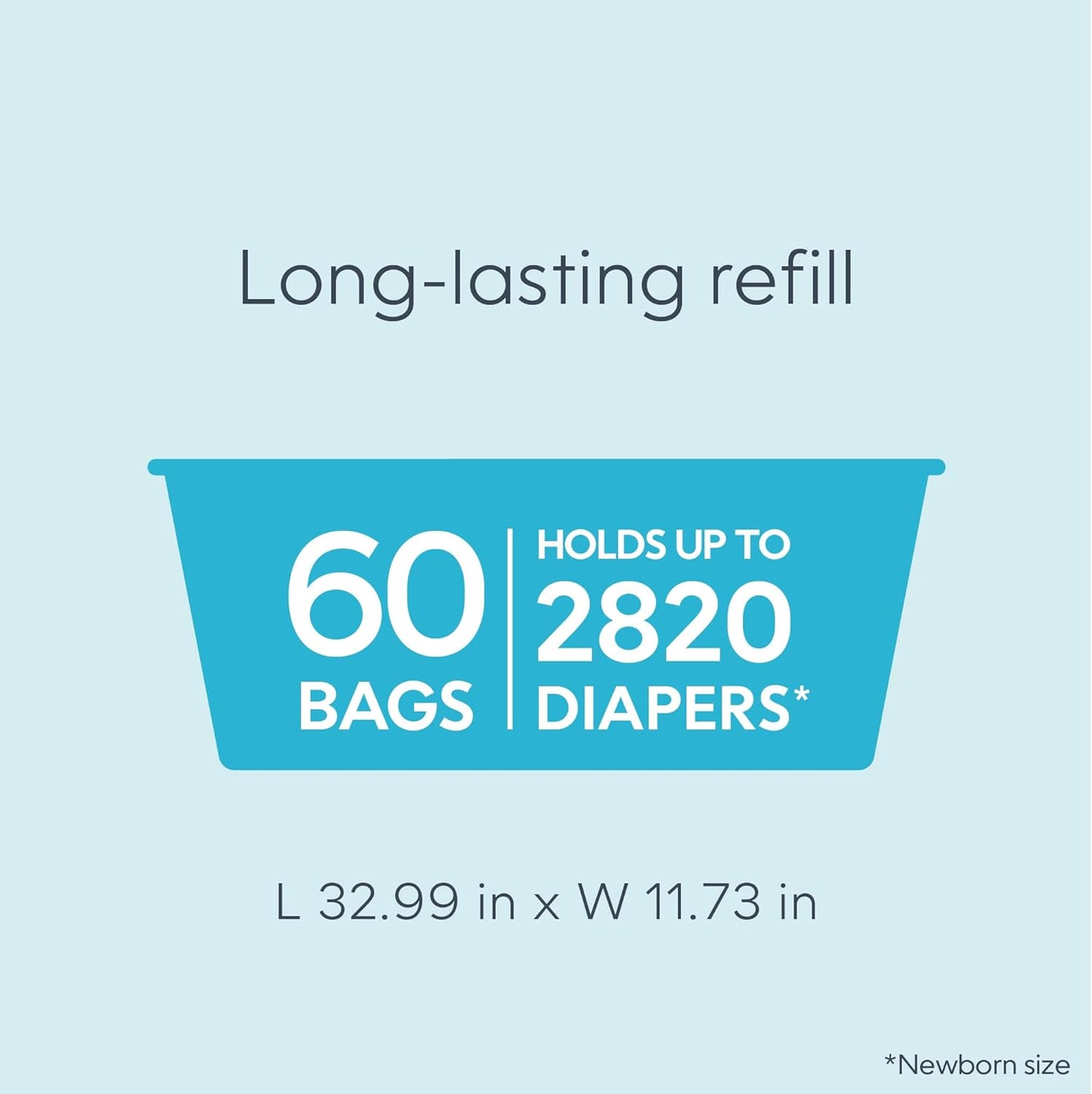 Diaper Genie Easy Roll Refill | 30 Bags Per Refill | Holds Up to 1410 Newborn Diapers | Odor Control | Diaper Pail Refill Bags | Fits Diaper Genie Signature & Platinum Pails