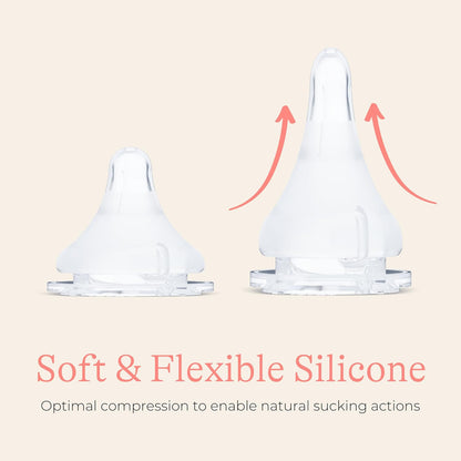 Lansinoh NaturalWave Baby Bottle Nipples, Slow Flow, Size S, 1+ Month, 4 Count 100% Soft, Durable Silicone, Made Without BPA BPS, Anti-Colic, Supports Baby's Developing Mouth and Teeth
