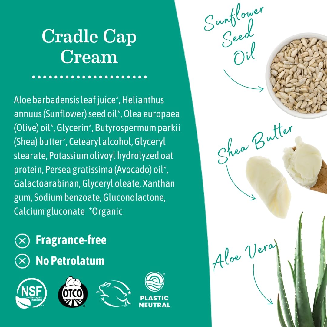 Earth Mama Cradle Cap Cream - 2 oz - Gentle Cream for Babies - Scalp Moisturizer to Help Soften Flakes - Cradle Cap Kit Essential