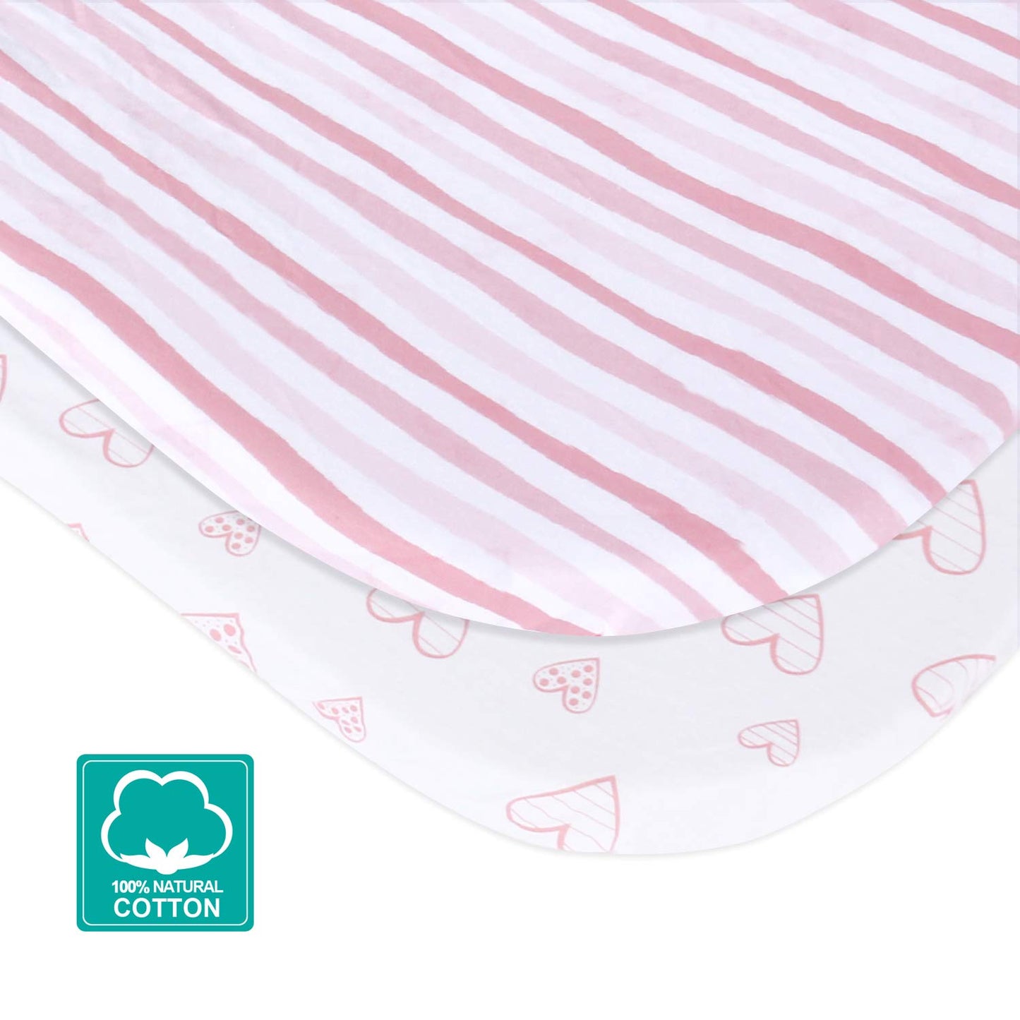 Bassinet Sheets Fit for Simmons Kids By The Bed City Sleeper Bassinet(Twins), Moses Basket and Hospital Bassinet, 100% Cotton, 2 Pack, Gray and White Print - Colors A
