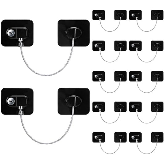 Hoteam 24 Pack Refrigerator Lock with 12 Keys Fridge Locks Combination Adhesive Child Safety Cabinet Freezer Door Lock Adult File Drawer Kitchen Appliance Furniture Closet (Black)