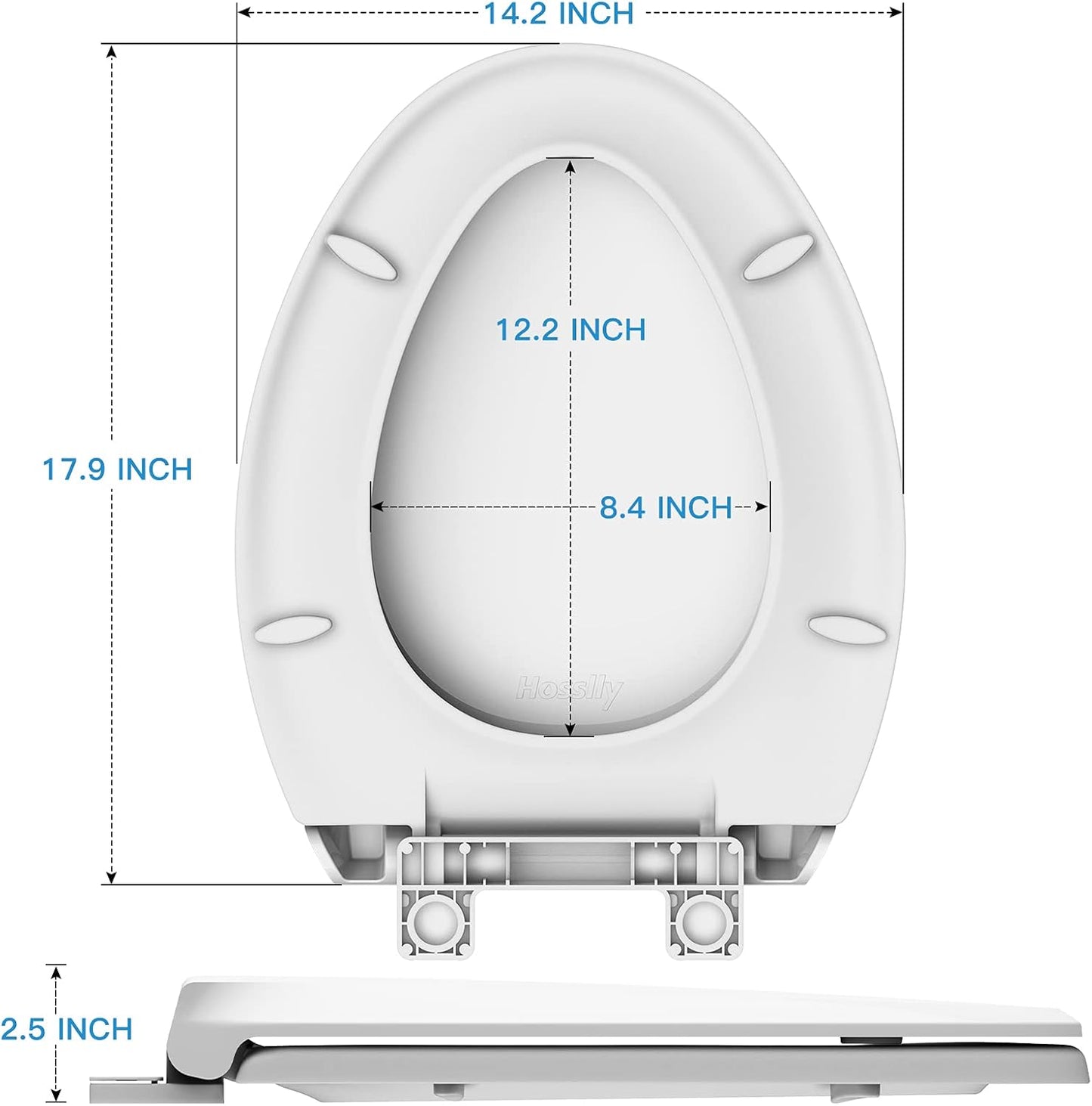 17" White Round Toilet Seat for Adult and Child, Built-In Potty Training Seat with Soft Quiet Close Non-Slip Design, Magnetic Kids Seat and Cover for Round/Oval Toilets, Easy to Install and Clean