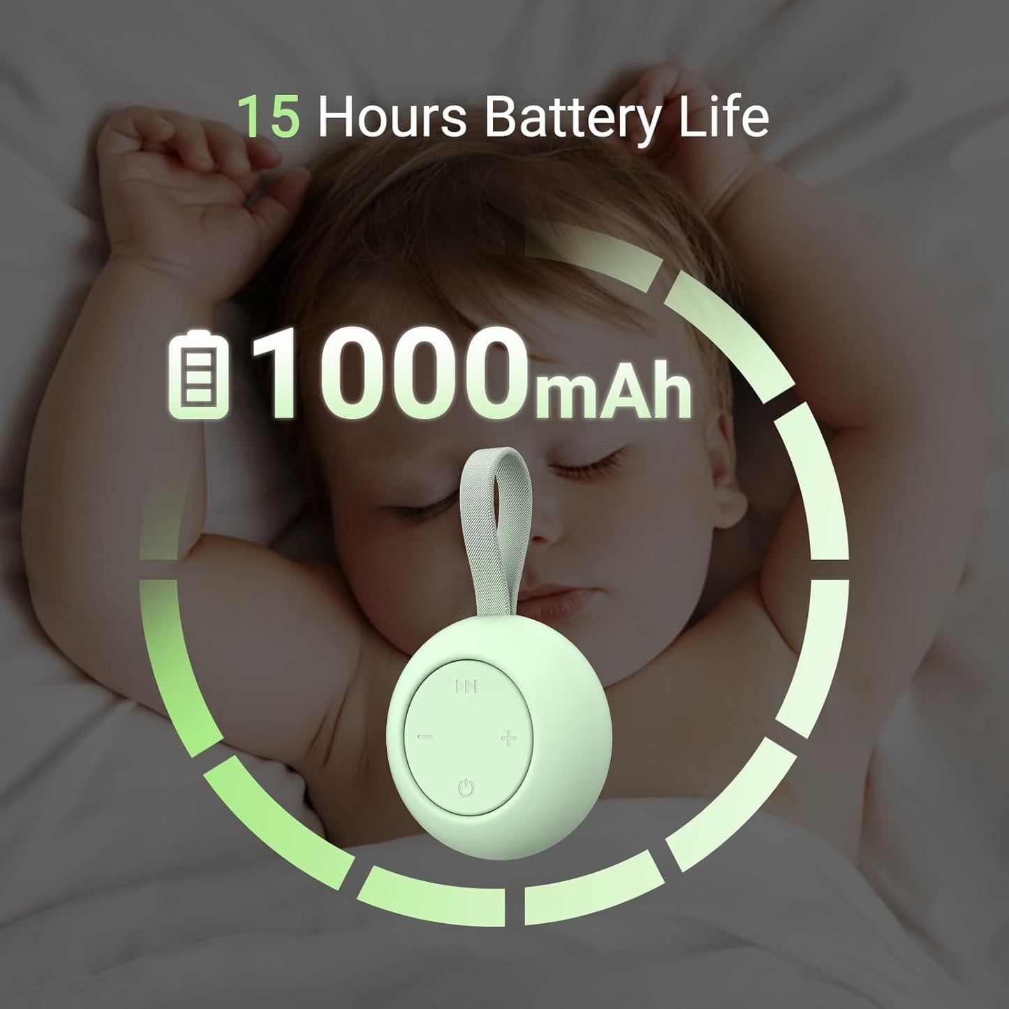 Jaroco Portable Baby Sound Machine [White Noise for Babies Kids Adults][Sleep Soother][12 Soothing Sounds] 15 Hours Battery Life, Registry Gift,Shower,Clips on Baby Stroller Rose