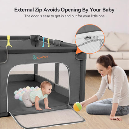 COMOMY Playpens for Babies and Toddlers, Small Baby Play Pens, Activity Center for Safe and Non-Slip Baby Fence, Full Mesh Design, Indoor & Outdoor Kids Activity Center (Dark Grey, 36"x36")
