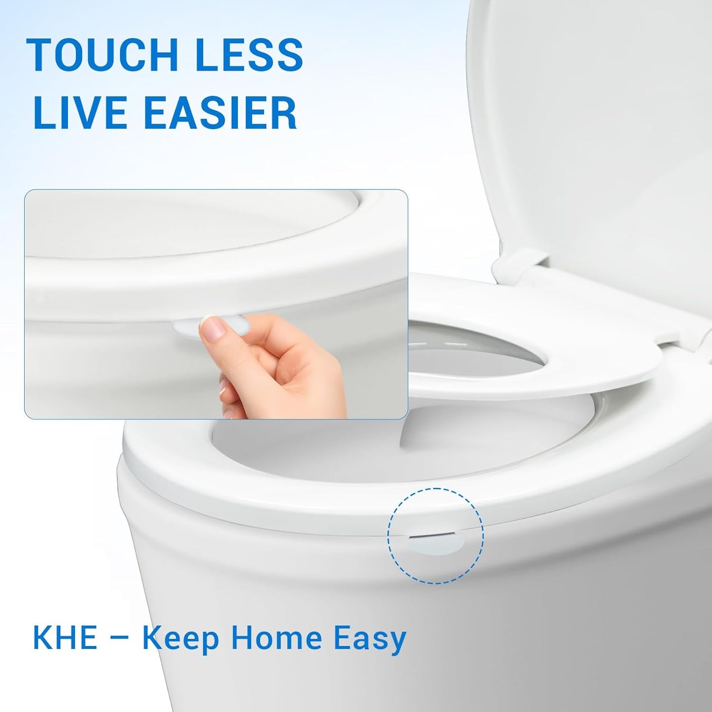 KHE Elongated Toilet Seat with Child Seat 18.5 Inch, Soft Close Toilet Seat with No-Touch Handle, Quick Release, Non-Slip, Durable PP, White