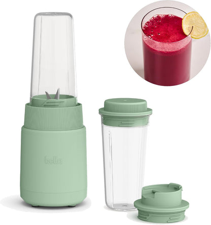 bella 6 Pcs Portable Rocket Blender, Juicer & Smoothie Maker, Press & Twist Design, EverGood™ & BPA Free Dishwasher Safe Parts, 4 Tip Stainless Steel Blade, Cord Wrap, 240 Watt Motor, Oatmilk